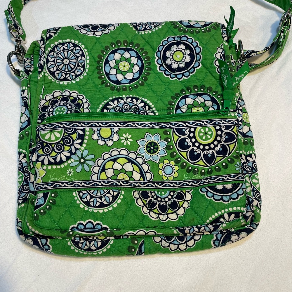 Vera Bradley Green and Blue Patterned Crossbody Bag - Picture 2 of 11